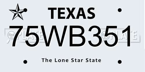75WB351 Texas License Plate