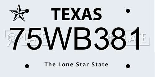 75WB381 Texas License Plate