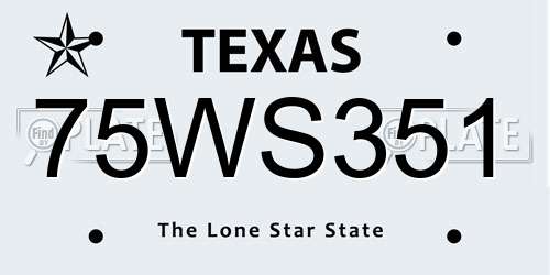 75WS351 Texas License Plate