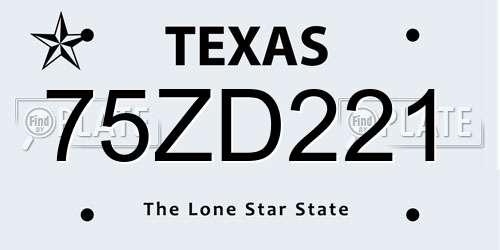 75ZD221 Texas License Plate
