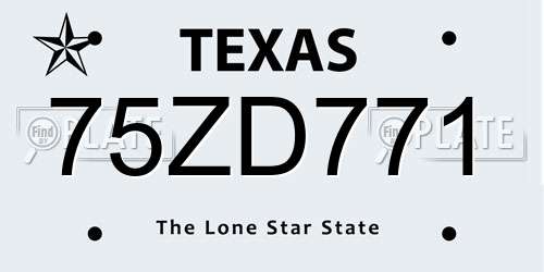 75ZD771 Texas License Plate