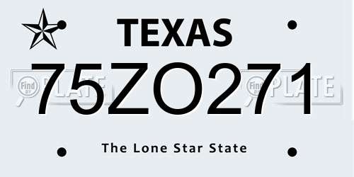 75ZO271 Texas License Plate