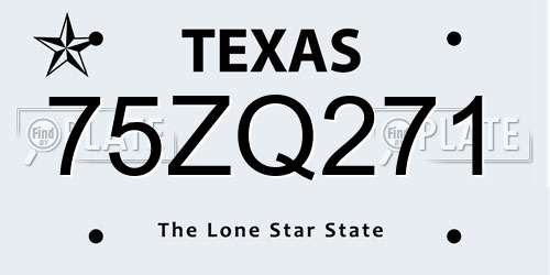 75ZQ271 Texas License Plate