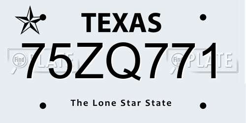 75ZQ771 Texas License Plate