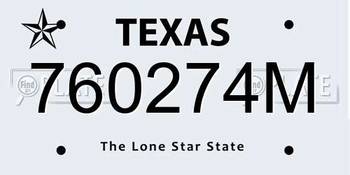 760274M Texas License Plate
