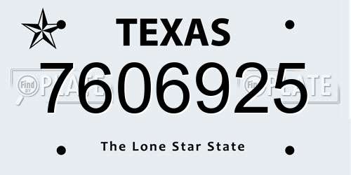 7606925 Texas License Plate