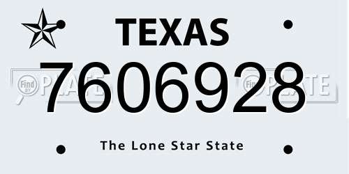 7606928 Texas License Plate