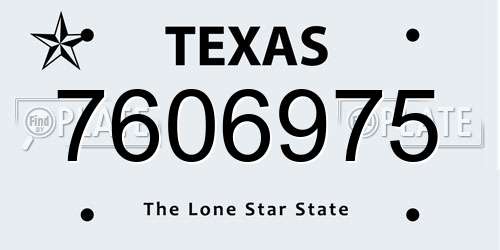 7606975 Texas License Plate