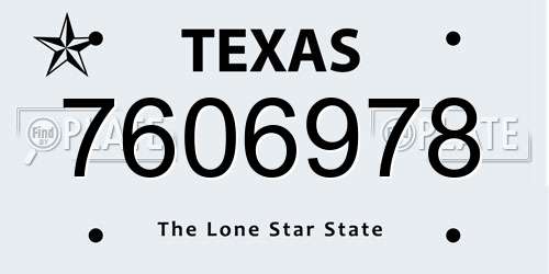 7606978 Texas License Plate