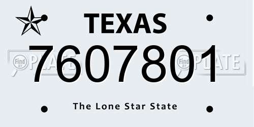 7607801 Texas License Plate