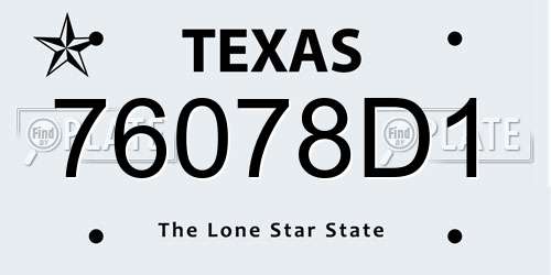76078D1 Texas License Plate
