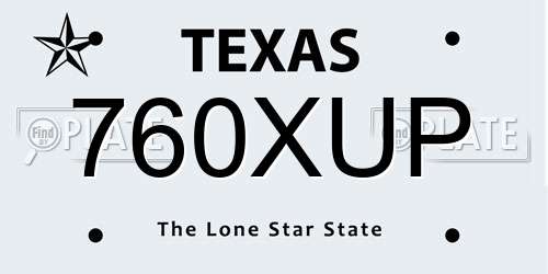 760XUP Texas License Plate
