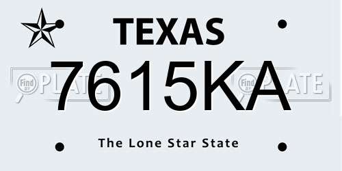 7615KA Texas License Plate