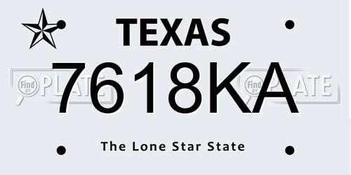 7618KA Texas License Plate