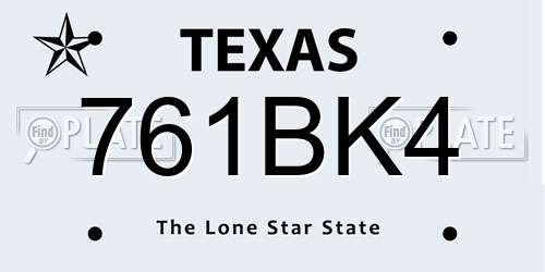 761BK4 Texas License Plate