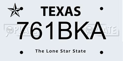 761BKA Texas License Plate