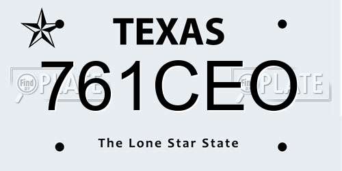 761CEO Texas License Plate