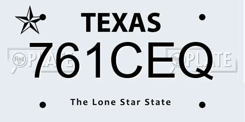 761CEQ Texas License Plate