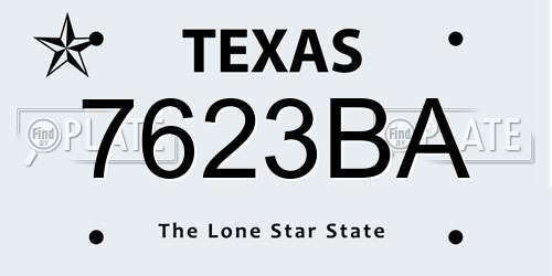 7623BA Texas License Plate