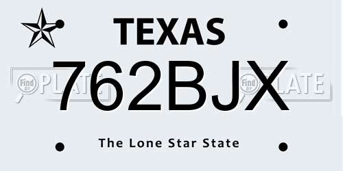 762BJX Texas License Plate