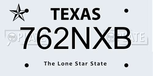 762NXB Texas License Plate
