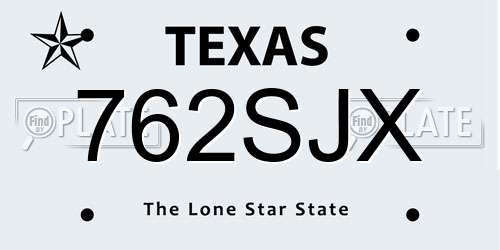 762SJX Texas License Plate
