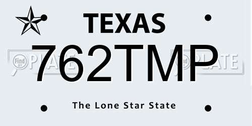 762TMP Texas License Plate