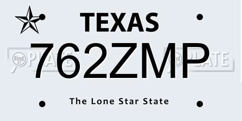 762ZMP Texas License Plate