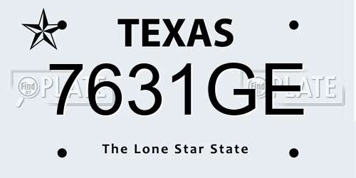 7631GE Texas License Plate