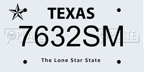7632SM Texas License Plate