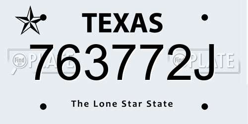 763772J Texas License Plate