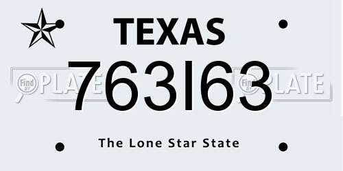 763I63 Texas License Plate