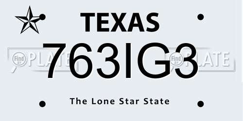 763IG3 Texas License Plate