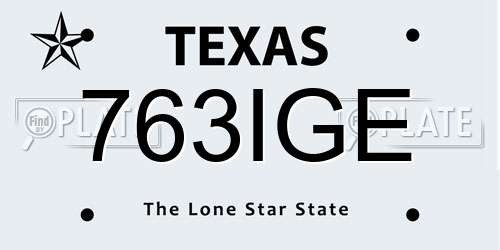 763IGE Texas License Plate