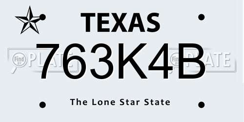 763K4B Texas License Plate