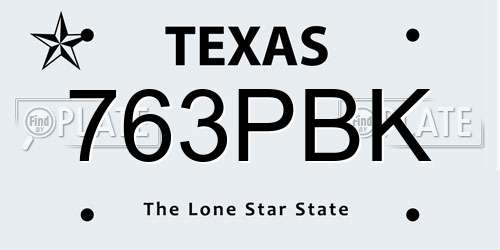 763PBK Texas License Plate