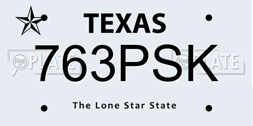 763PSK Texas License Plate