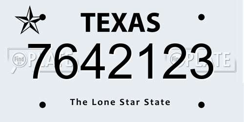7642123 Texas License Plate