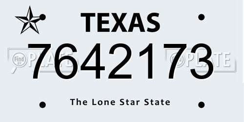 7642173 Texas License Plate