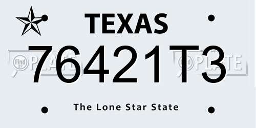 76421T3 Texas License Plate