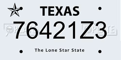 76421Z3 Texas License Plate