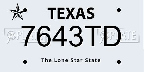 7643TD Texas License Plate