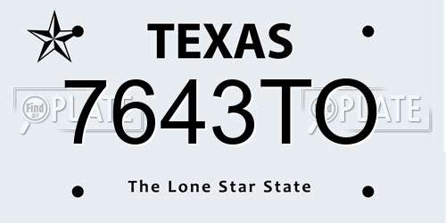 7643TO Texas License Plate