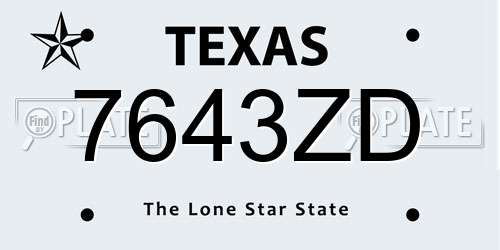 7643ZD Texas License Plate