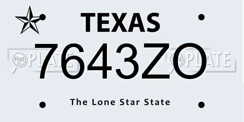 7643ZO Texas License Plate
