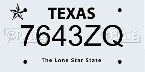 7643ZQ Texas License Plate