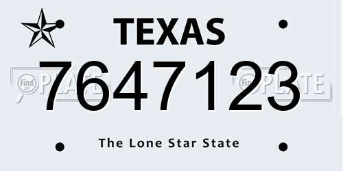 7647123 Texas License Plate