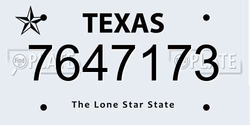 7647173 Texas License Plate