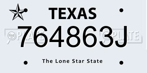 764863J Texas License Plate