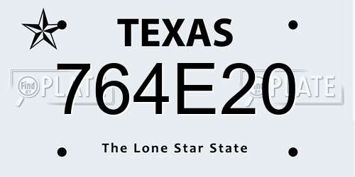 764E20 Texas License Plate